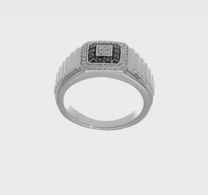 14k White Gold IB Goodman 1/3 Carat Black and White Diamond Men's Ring, view 7 of 7