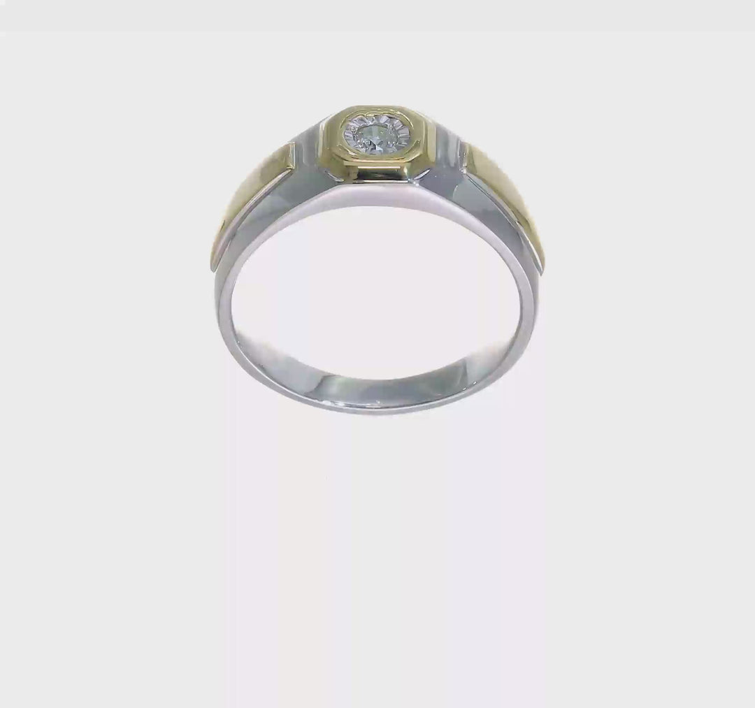 14k Two-Tone Gold IB Goodman 1/10 Carat Diamond Men's Ring, view 7 of 7
