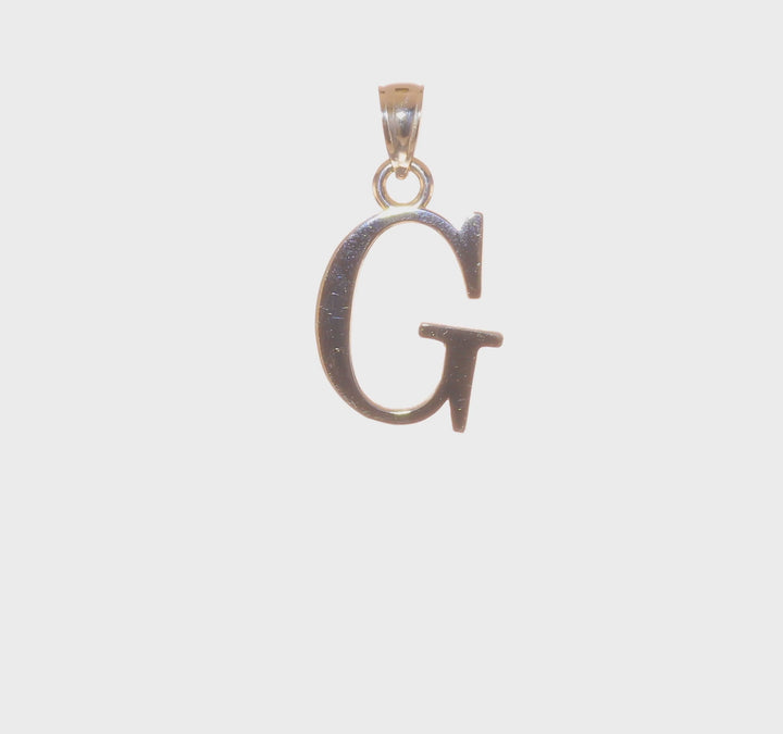 14K Yellow Gold Block Design Large Initial Letter G Charm Pendant