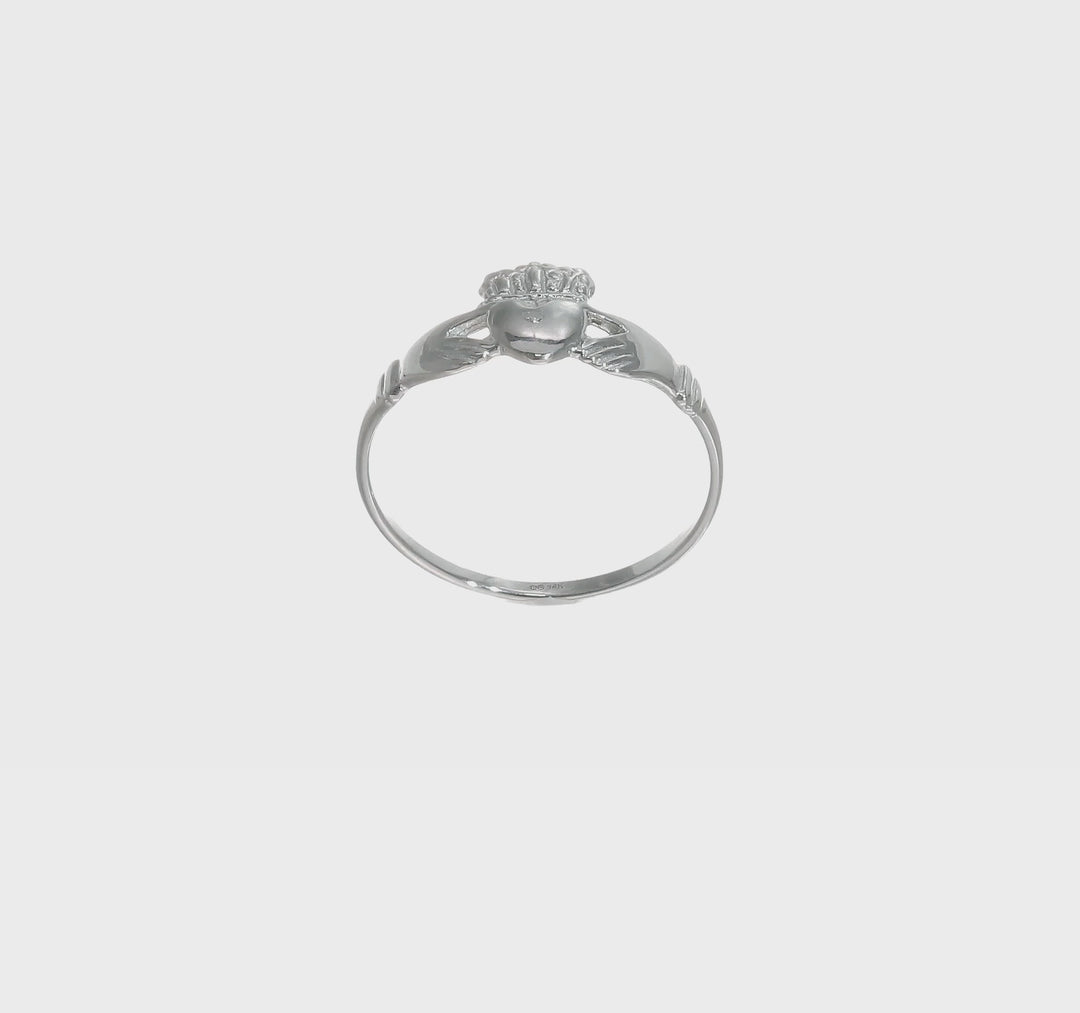 14k White Gold Ladies Claddagh Ring, view 8 of 8