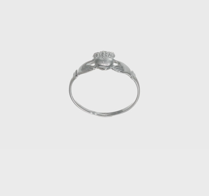 14k White Gold Ladies Claddagh Ring, view 8 of 8