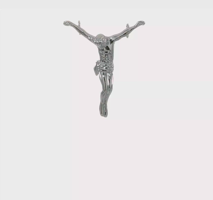 14k White Gold Jesus Chain Slide