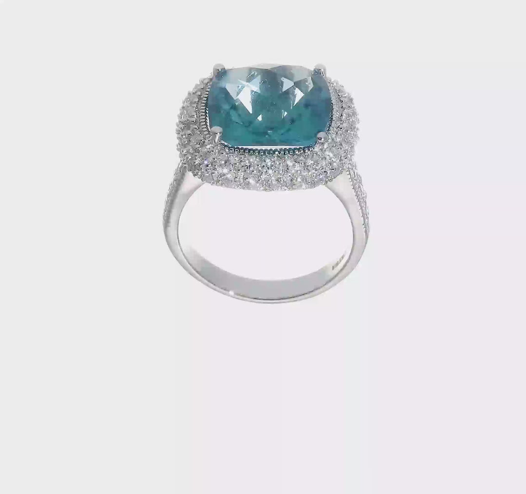 Sterling Silver Blue CZ Ring, view 7 of 7