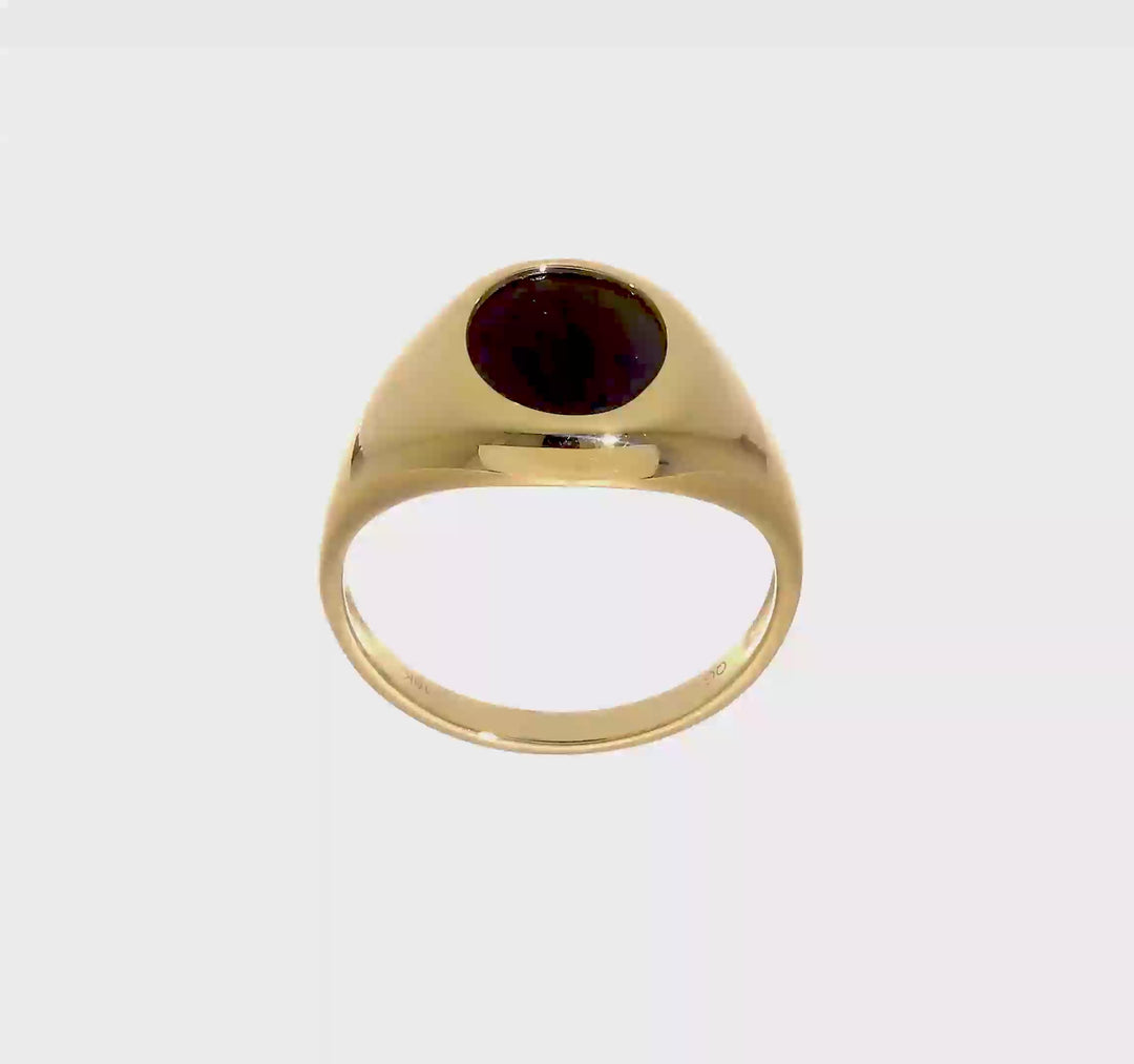 10k Yellow Gold IB Goodman 12x10 mm Oval Onyx Men's Ring, view 7 of 7