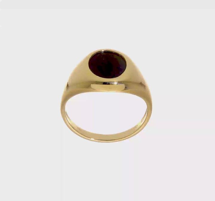 10k Yellow Gold IB Goodman 12x10 mm Oval Onyx Men's Ring, view 7 of 7