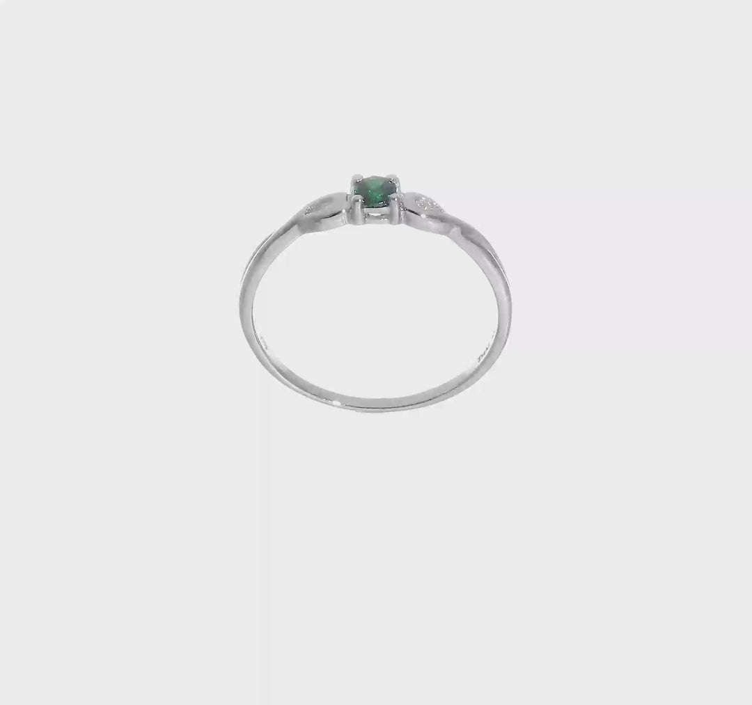 Sterling Silver Green & White CZ Ring, view 7 of 7