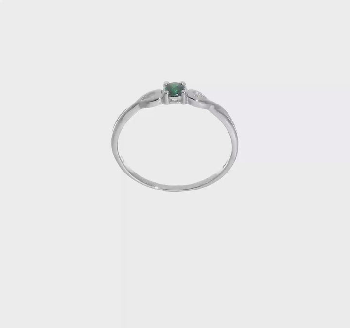 Sterling Silver Green & White CZ Ring, view 7 of 7