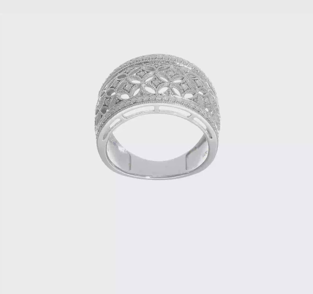 Sterling Silver Fancy Diamond Band, video
