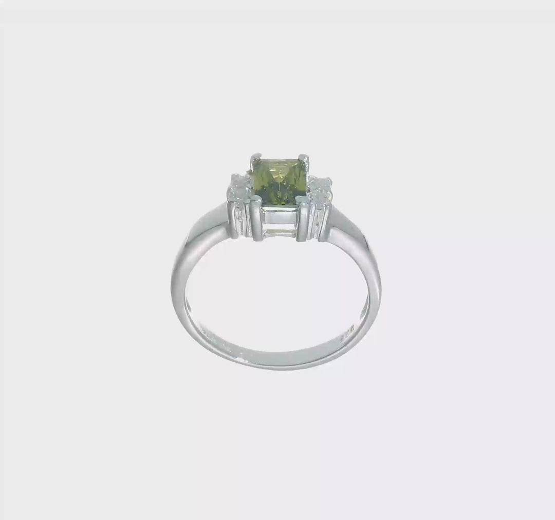 Sterling Silver Lime Green & White CZ Ring, view 7 of 7