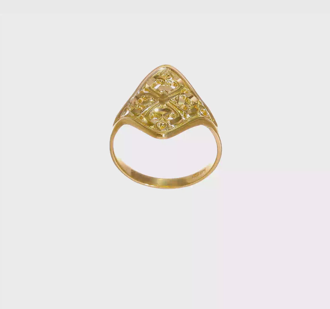 14k Yellow Gold D.C. Filigree Hearts Ring, view 7 of 7