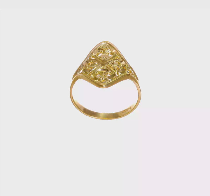14k Yellow Gold D.C. Filigree Hearts Ring, view 7 of 7