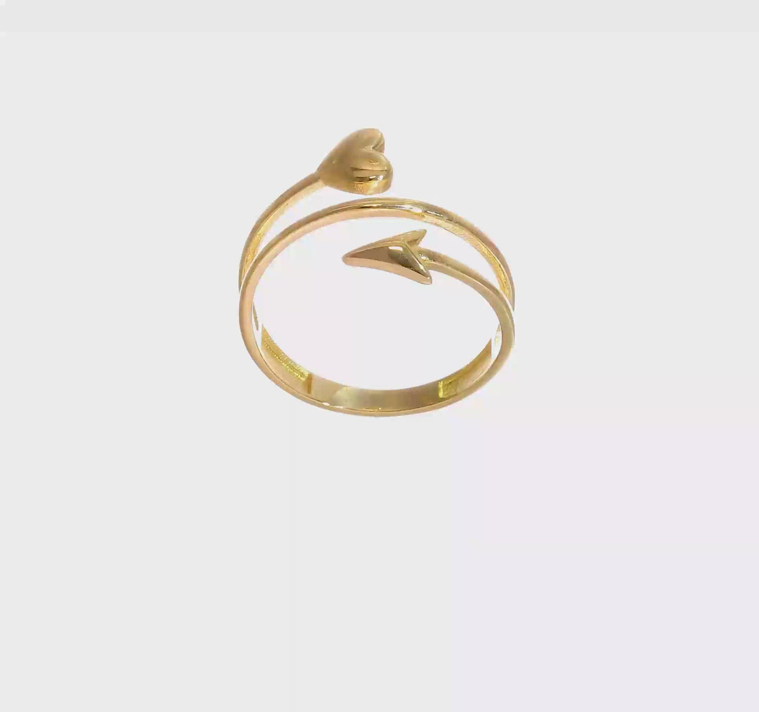 14k Yellow Gold Heart and Arrow Ring, view 7 of 7