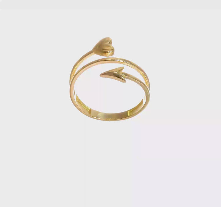 14k Yellow Gold Heart and Arrow Ring, view 7 of 7
