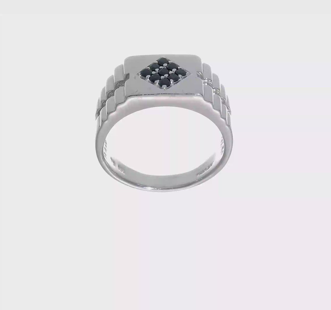 Sterling Silver 3.83 mm Onyx Men's Ring, view 7 of 7