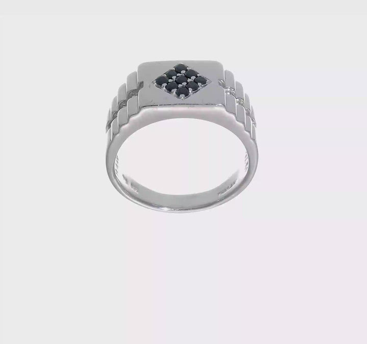 Sterling Silver 3.83 mm Onyx Men's Ring, view 7 of 7