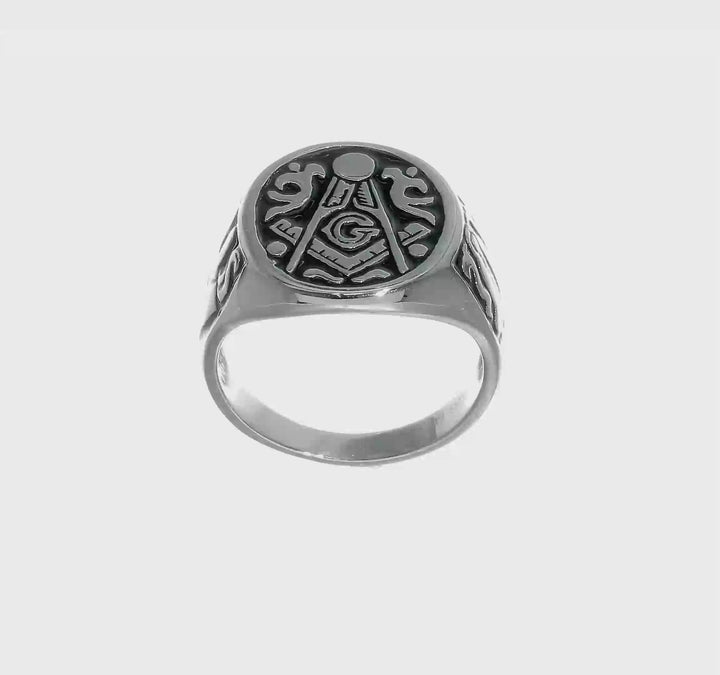 14k White Gold 3.15 mm IB Goodman (No Enamel) Masonic Men's Ring, view 9 of 9