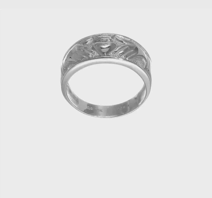 14k White Gold Men's Polished Claddagh Band, view 8 of 8