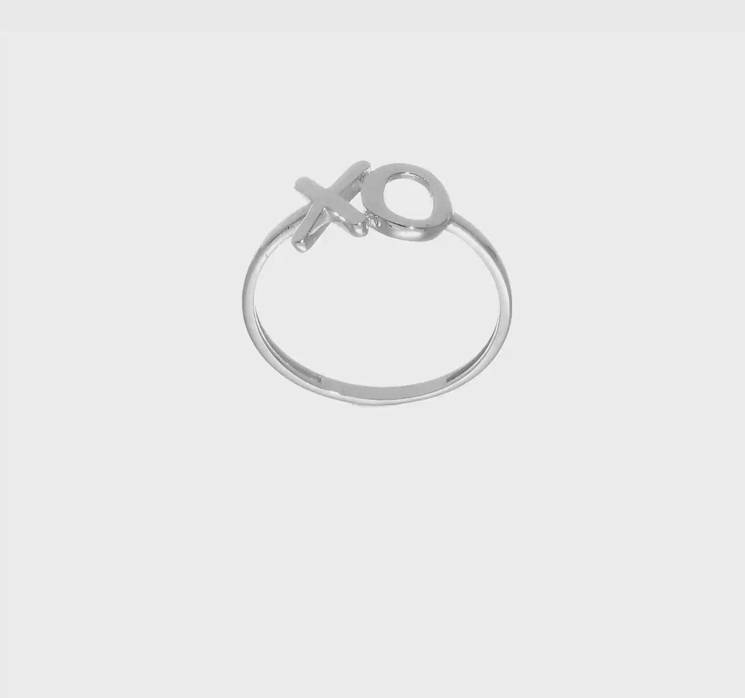 14k White Gold Polished X-O Ring, view 7 of 7