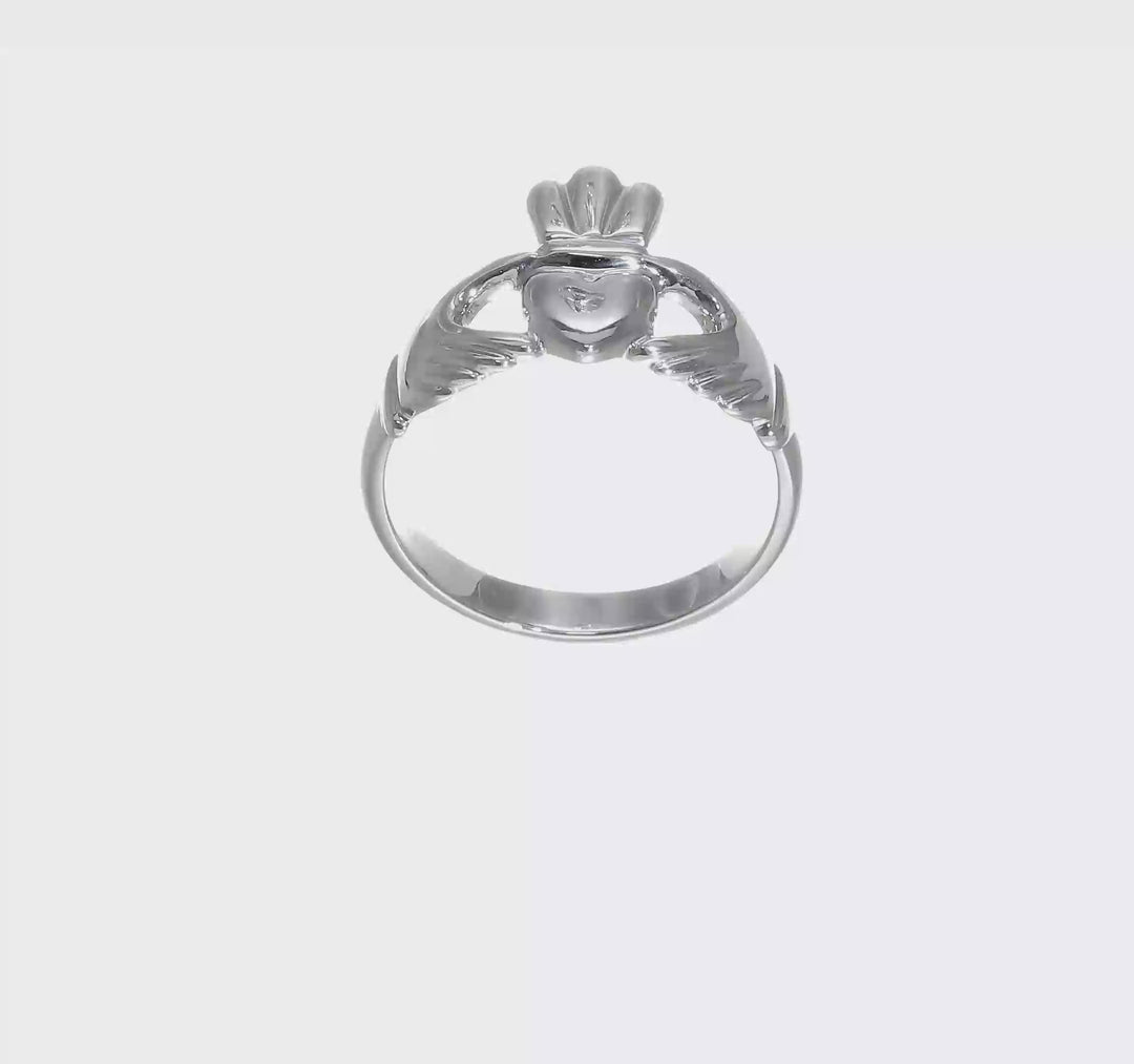 14k White Gold 2 mm 13 mm Top Polished Claddagh Ring, view 7 of 7