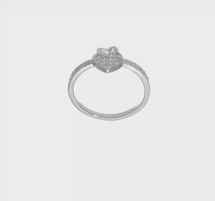 Sterling Silver Hearts CZ Ring, view 7 of 7