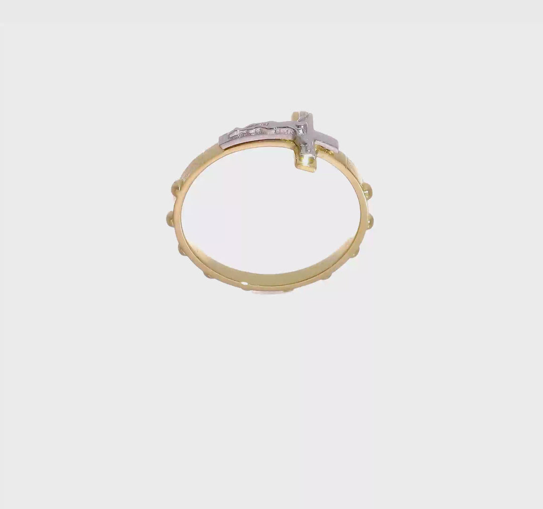 14k Two-Tone Gold Crucifix Rosary Ring, view 8 of 8