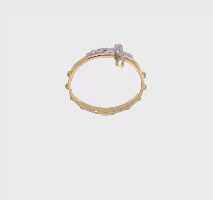 14k Two-Tone Gold Crucifix Rosary Ring, view 8 of 8
