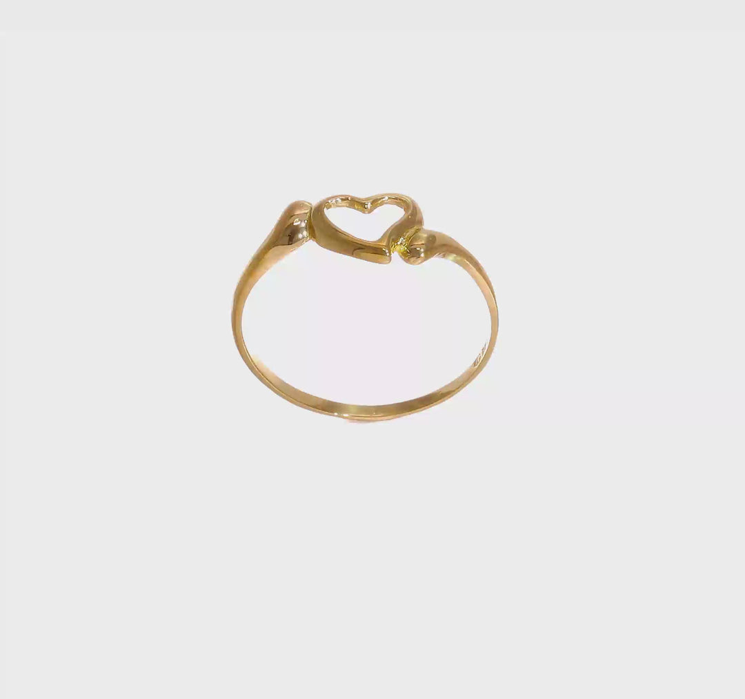 14k Yellow Gold Open Heart with Swirl Ring, view 7 of 7
