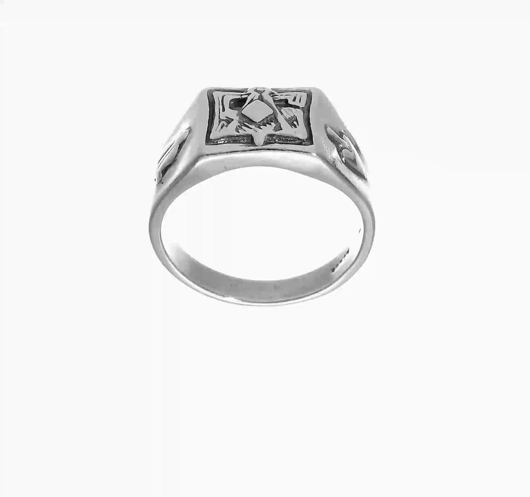 Sterling Silver 10 mm Antiqued Masonic Ring, view 7 of 7