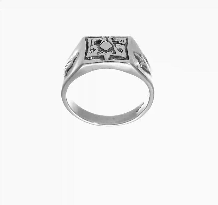 Sterling Silver 10 mm Antiqued Masonic Ring, view 7 of 7