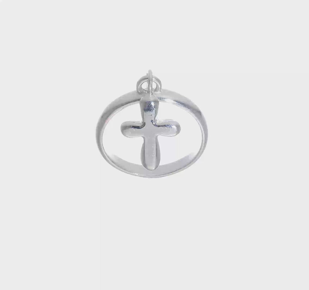 Sterling Silver Solid Cross Dangle Ring, view 7 of 7