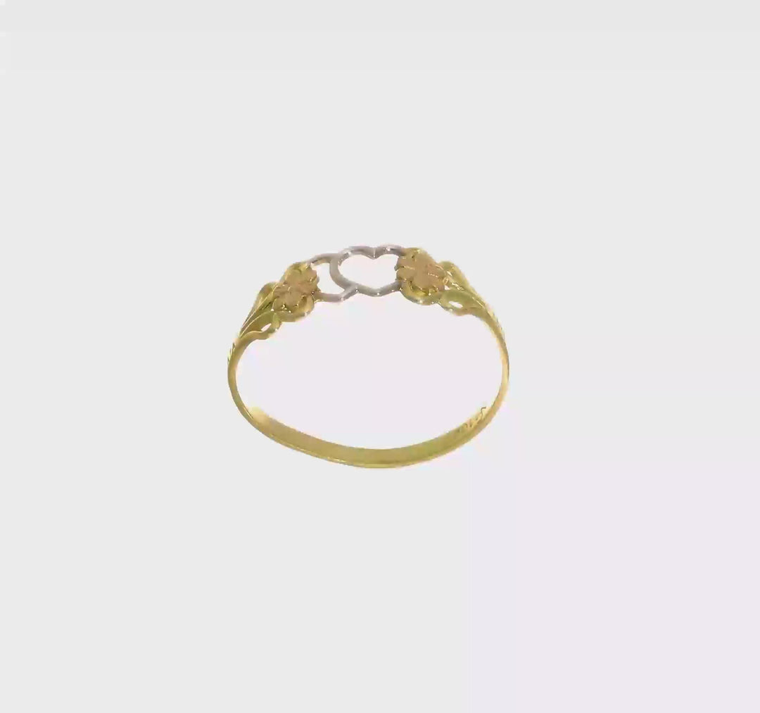 10k Two-Tone Gold Double Heart and Flowers Ring, view 7 of 7