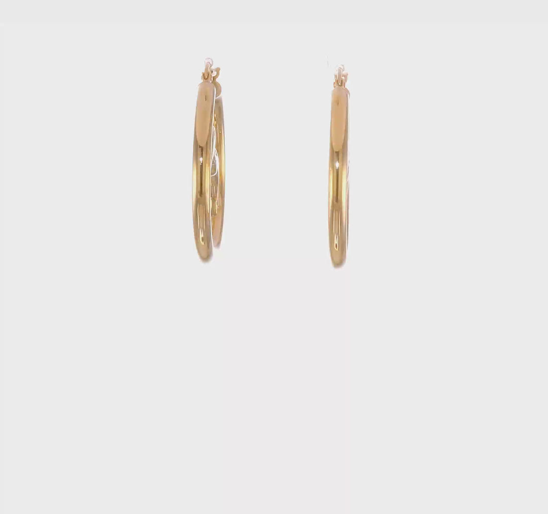 14K Yellow Gold Refined Polished 30.4 mm Dolphins Hoop Earrings