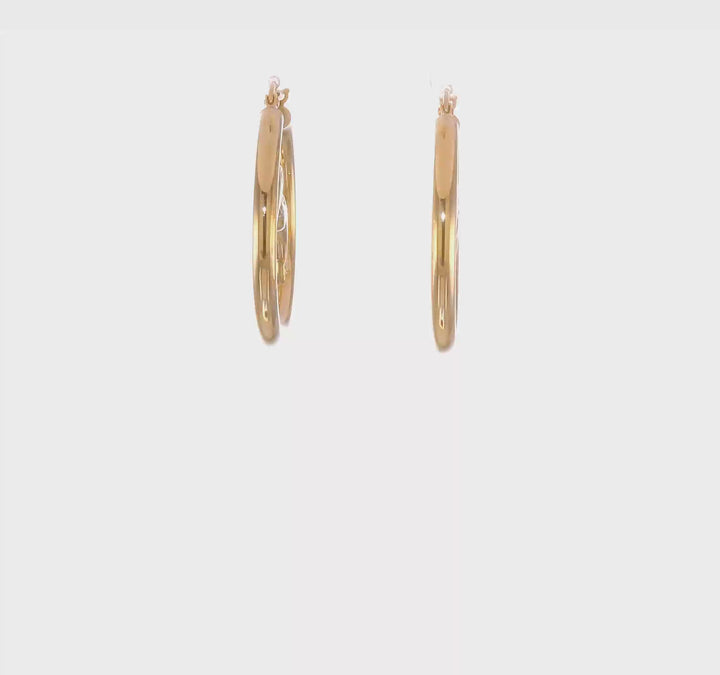 14K Yellow Gold Refined Polished 30.4 mm Dolphins Hoop Earrings