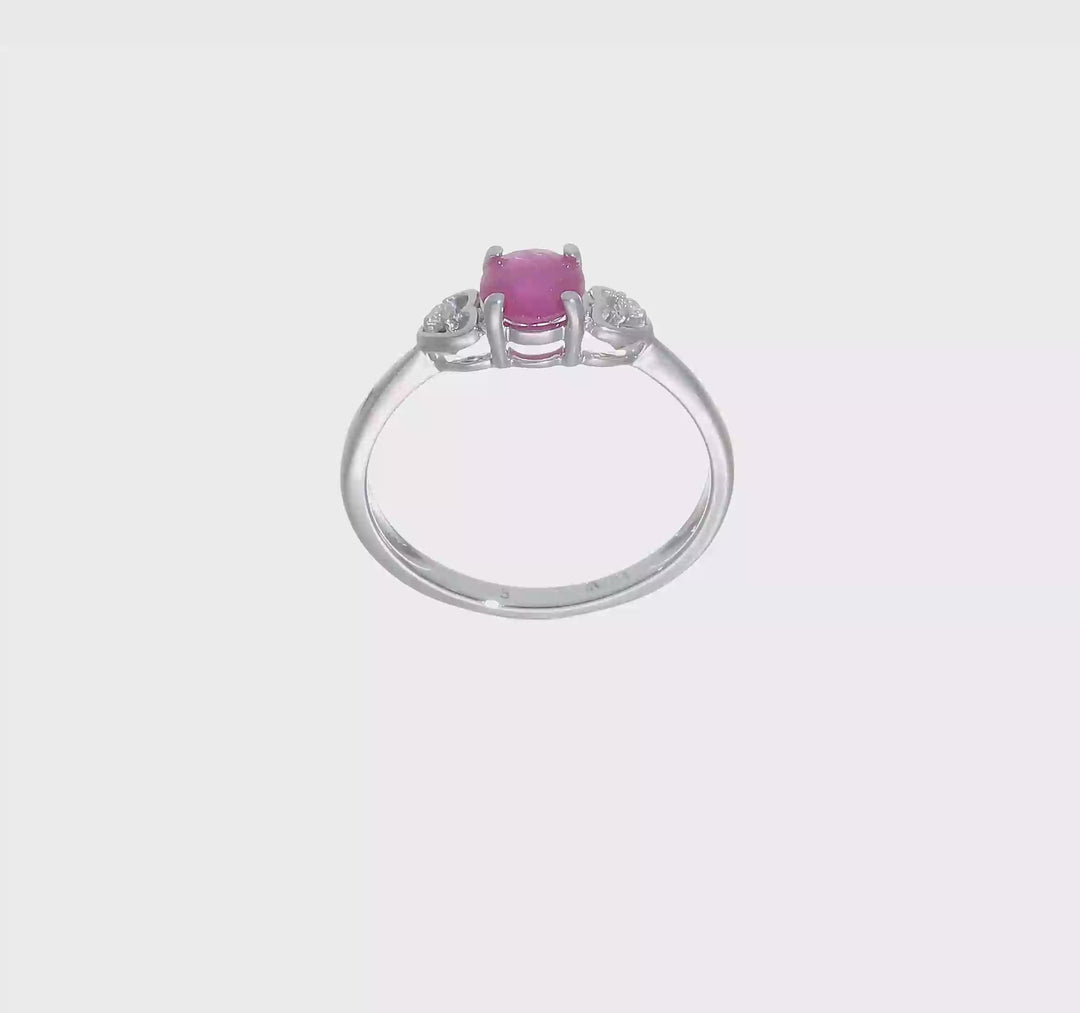 Sterling Silver Diamond and Ruby Ring, video