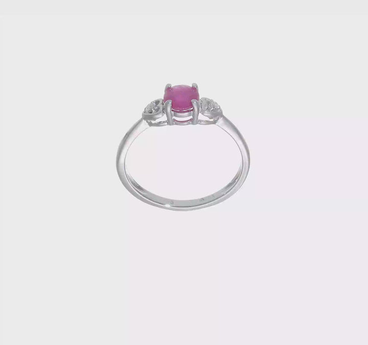Sterling Silver Diamond and Ruby Ring, video