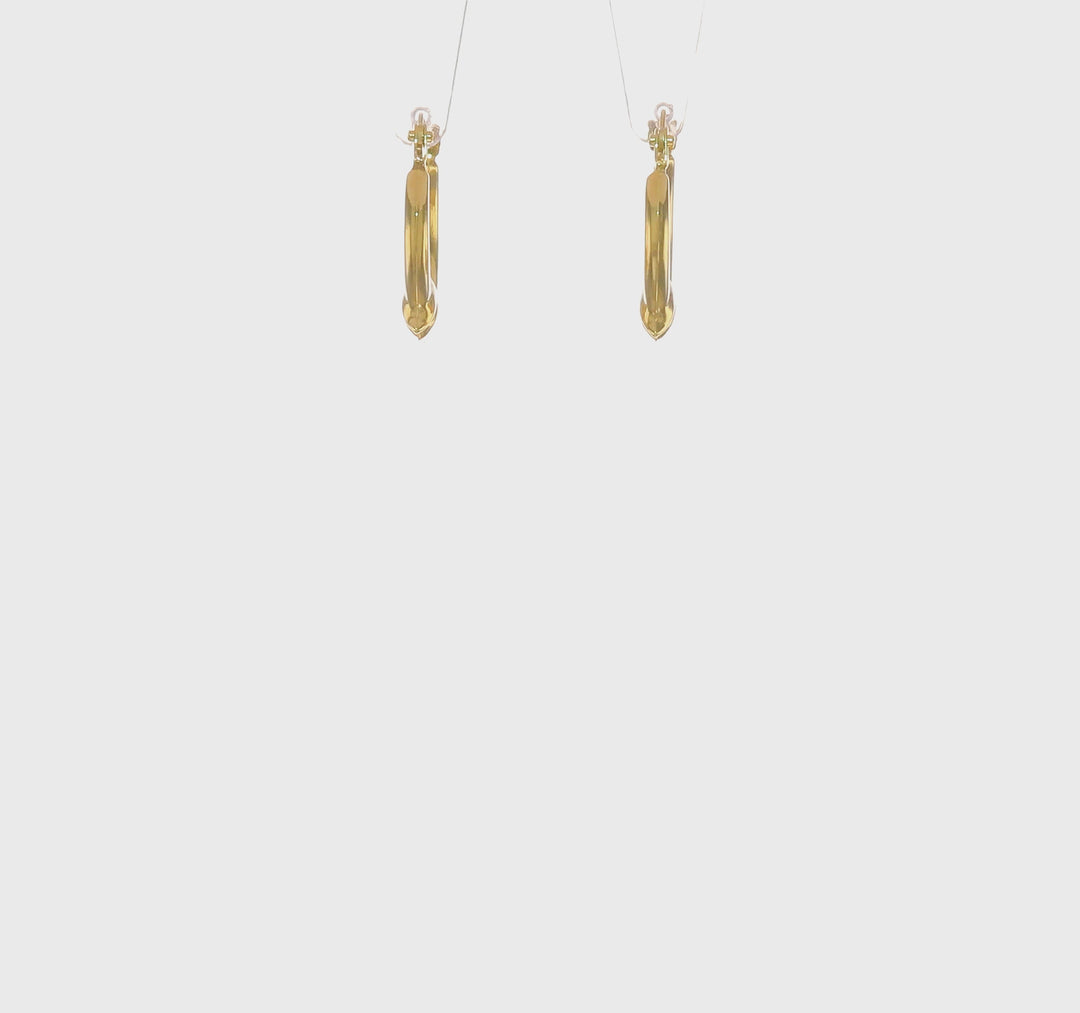 14K Yellow Gold Exquisite Polished 14 mm Two Dolphins Hoop Earrings