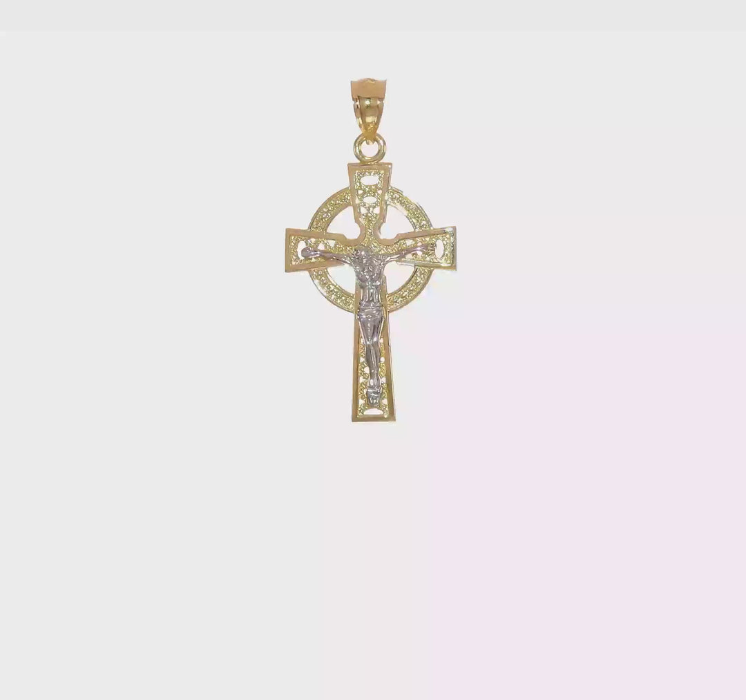 14k Two Tone Gold Iona Crucifix Pendant
