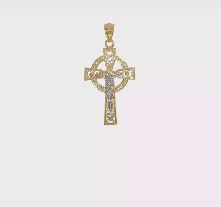 14k Two Tone Gold Iona Crucifix Pendant
