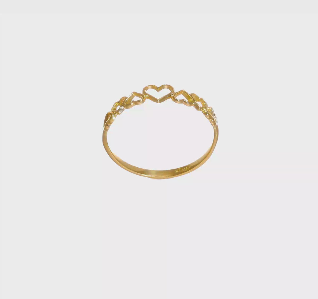 14k Yellow Gold Polished Hearts Ring, view 7 of 7