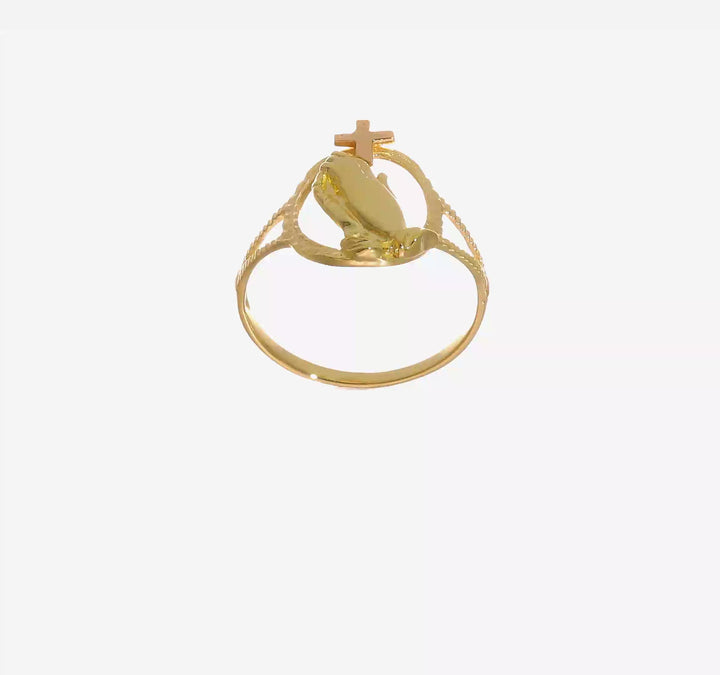14k Two-Tone Gold D.C. Praying Hands with Cross Ring, view 7 of 7