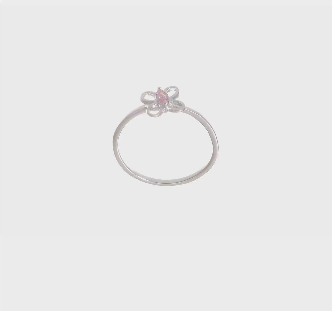 Sterling Silver Polished Pink CZ Butterfly Ring, view 7 of 7