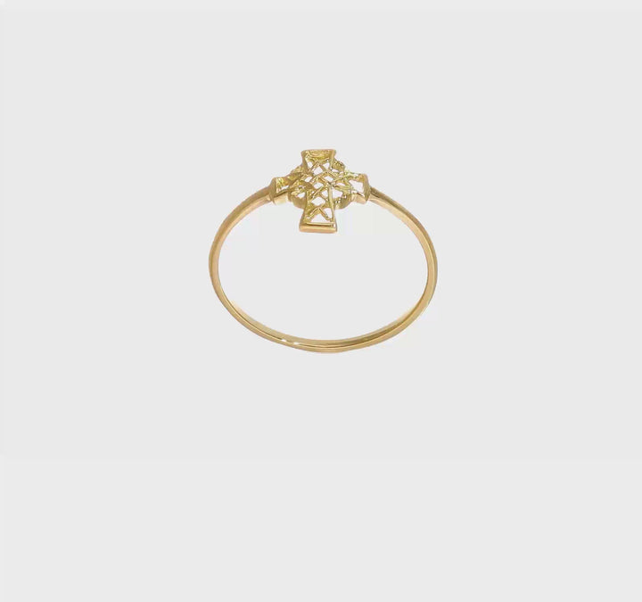 14k Yellow Gold Polished Celtic Knot Cross Ring, view 7 of 7