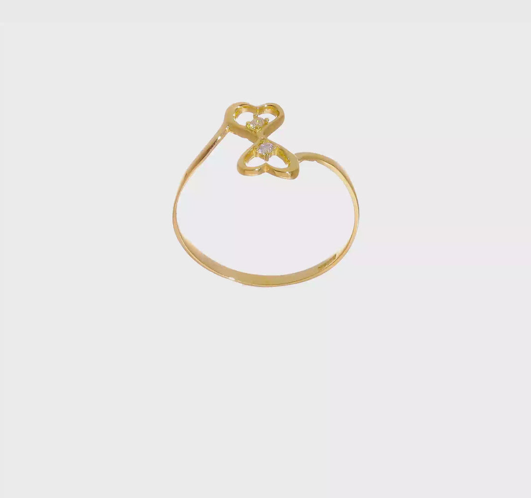 14k Yellow Gold CZ Double Heart Ring, view 6 of 6
