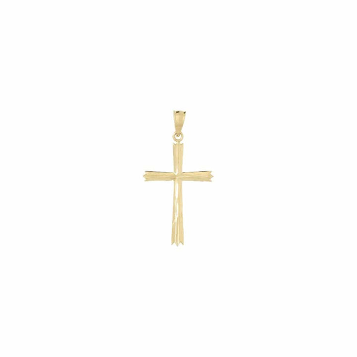 10K Yellow Gold Solid Polished Large Beveled Latin Cross Pendant