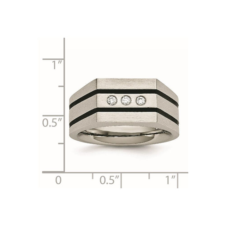 Stainless Steel 12.52 g Black IP Finish with CZ Signet Men's Ring