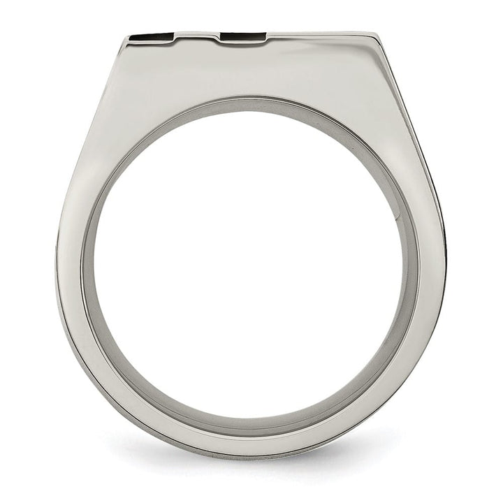 Stainless Steel 21.34 g Black IP Finish with CZ Signet Men's Ring