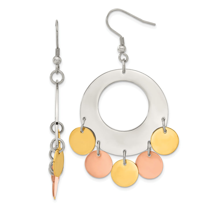 Stainless Steel and Gold-tone & Rose-tone IP-plated Fancy Earrings
