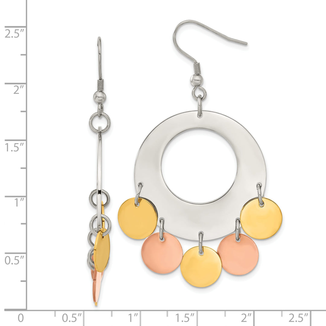Stainless Steel and Gold-tone & Rose-tone IP-plated Fancy Earrings