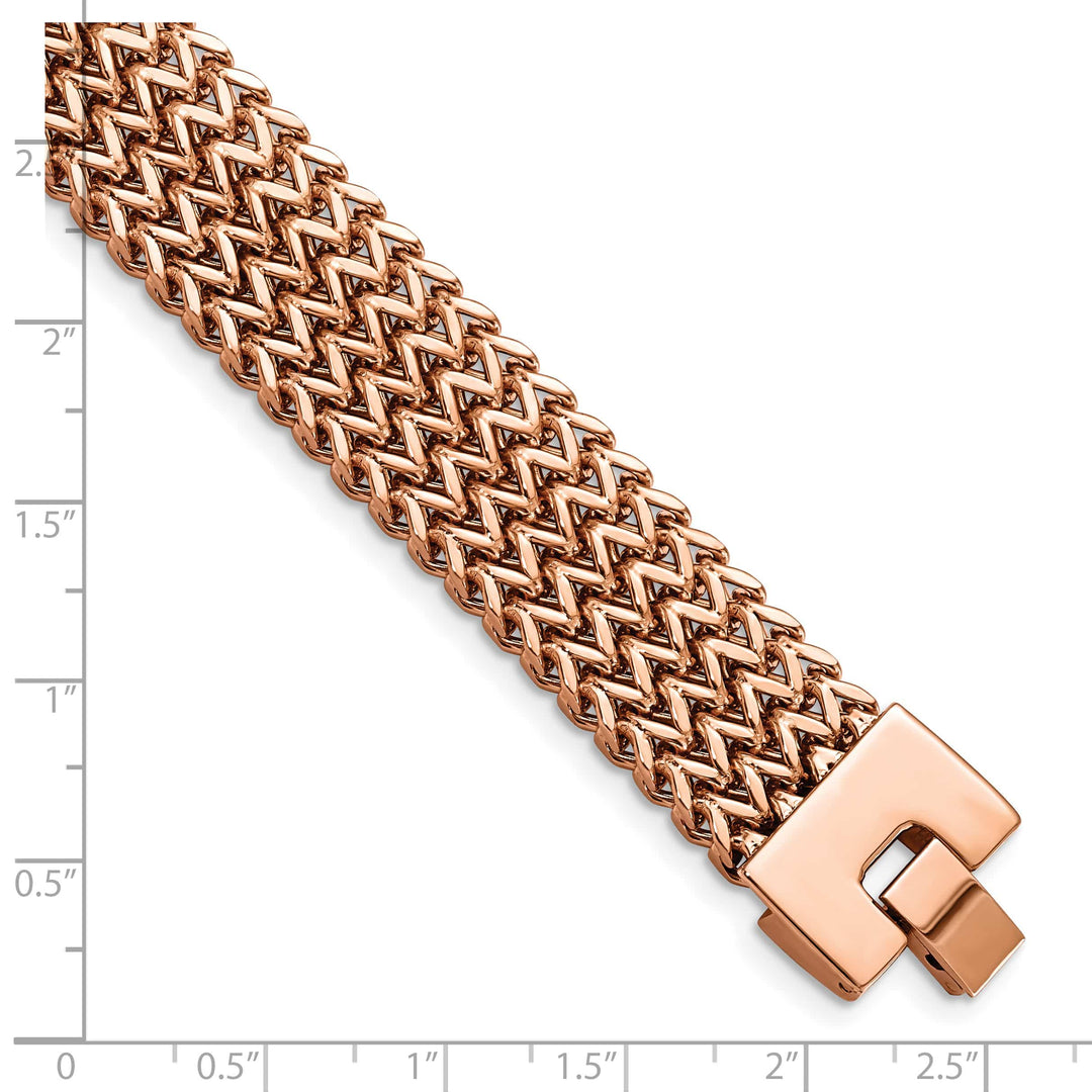Stainless Steel Brushed Rose IP-plated Woven 7.5in Bracelet