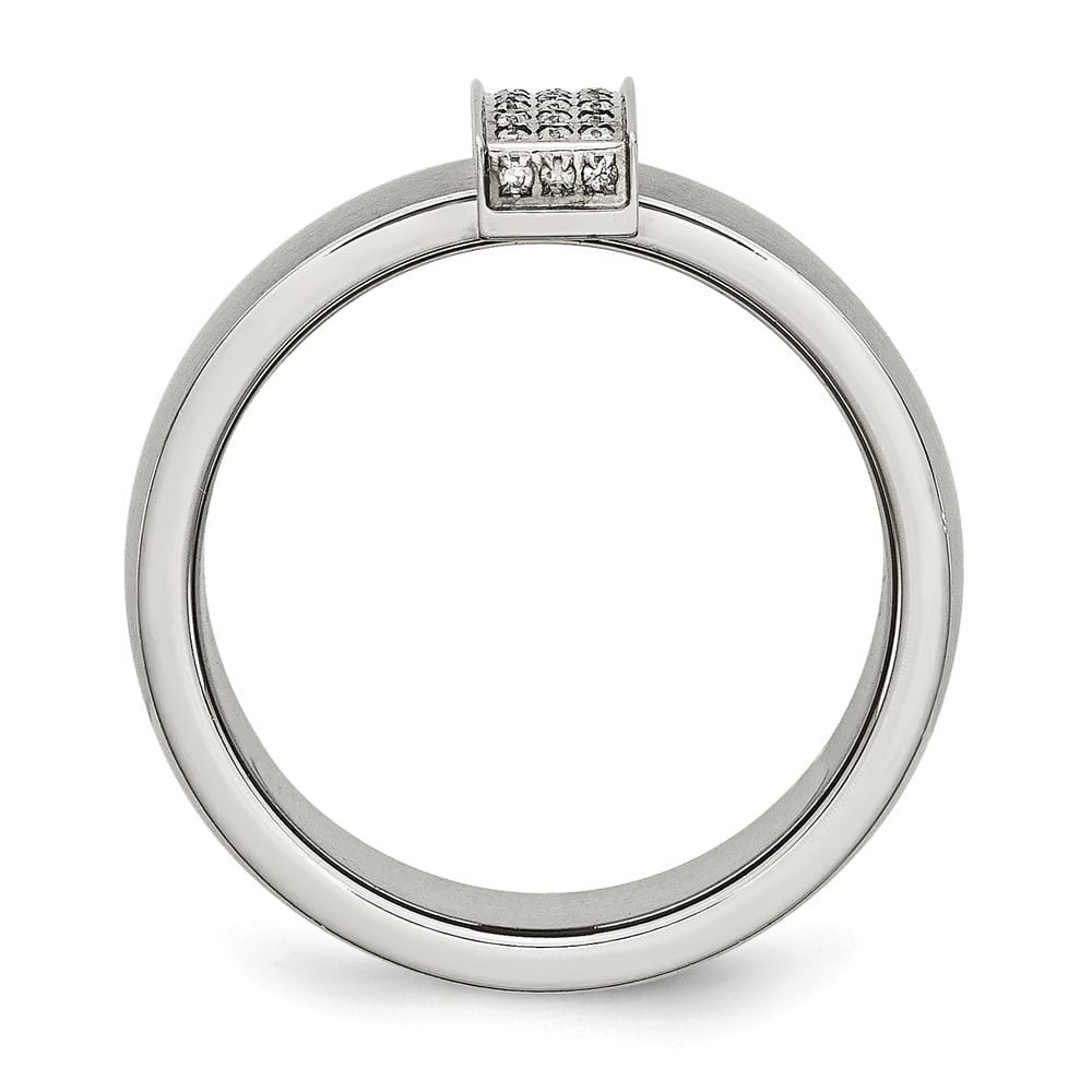 Stainless Steel Brushed with CZ 8mm Band